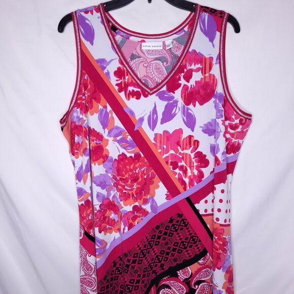 Susan Graver Maxi Dress XLP Floral Paisely Pink Liquid Knit - Picture 3 of 9